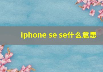 iphone se se什么意思